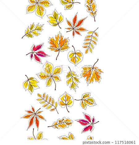 Pattern with autumn leaves. Background with various foliage. Pattern with autumn leaves. Background with various foliage. 117518061
