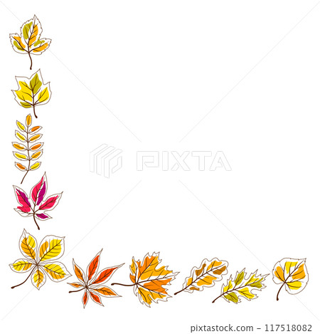 Background with autumn leaves. Illustration with various foliage. 117518082