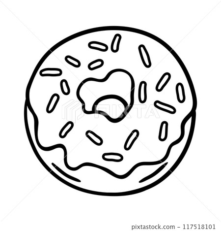 Donut illustration. Delicious sweet baked goods. Donut illustration. Delicious sweet baked goods. 117518101