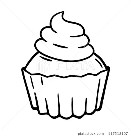 Cupcake illustration. Delicious sweet baked goods. 117518107