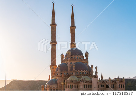 Beautiful Al Mustafa Mosque in Old Town of Sharm El Sheikh in Egypt, at sunset Beautiful Al Mustafa Mosque in Old Town of Sharm El Sheikh in Egypt, at sunset 117518557