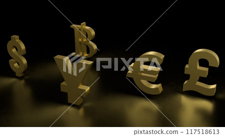 The Gold money symbol for Business concept 3d rendering. The Gold money symbol for Business concept 3d rendering. 117518613