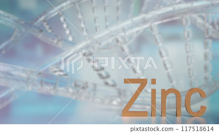 The Zinc text on dna Background for sci or health concept 3d rendering. The Zinc text on dna Background for sci or health concept 3d rendering. 117518614