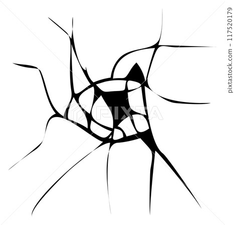 Broken glass cracks. Black shattered surface crash 117520179