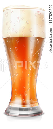 Beer with realistic foam. Cold drink glass mockup 117520202