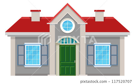 Bungalow building facade. Colorful town house icon Bungalow building facade. Colorful town house icon 117520707