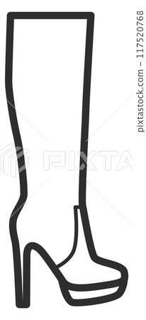 High boot on heel. Female footwear fashion icon High boot on heel. Female footwear fashion icon 117520768