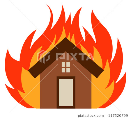 House burning. Emergency color icon. Blaze damage 117520799