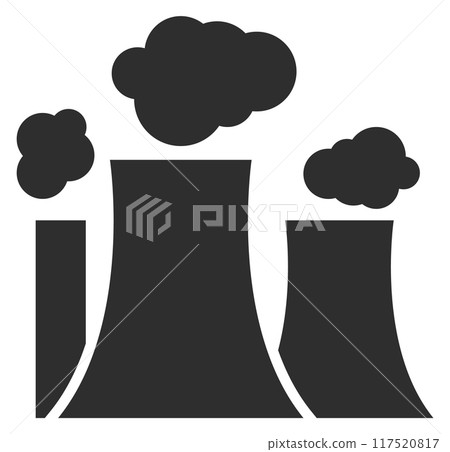 Nuclear plant black icon. Power production building 117520817