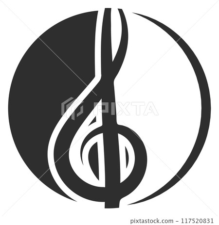Music logo. Treble clef symbol. Melody sound Music logo. Treble clef symbol. Melody sound 117520831