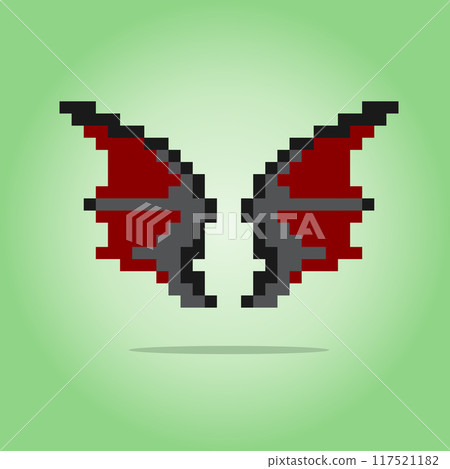 8 bit pixel of dragon wings in Vector Illustrations for Game Assets or Cross Stitch Patterns 8 bit pixel of dragon wings in Vector Illustrations for Game Assets or Cross Stitch Patterns 117521182