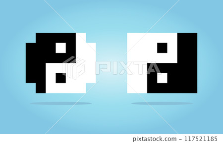 8 bit pixel logo Yin Yang in Vector Illustrations for Game Assets or Cross Stitch Patterns 117521185