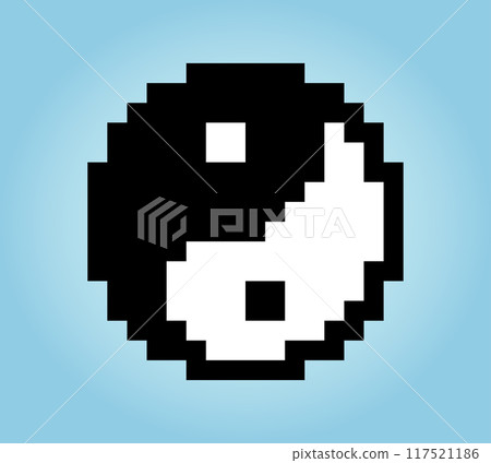 8 bit pixel logo Yin Yang in Vector Illustrations for Game Assets or Cross Stitch Patterns 8 bit pixel logo Yin Yang in Vector Illustrations for Game Assets or Cross Stitch Patterns 117521186