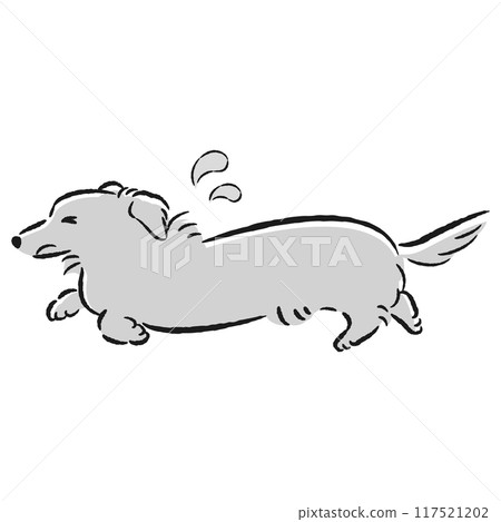 一隻狗帶著困擾的表情逃跑的插圖 117521202