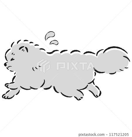 一隻狗帶著困擾的表情逃跑的插圖 117521205