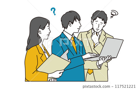 A simple illustration of a businessman with a troubled face 117521221