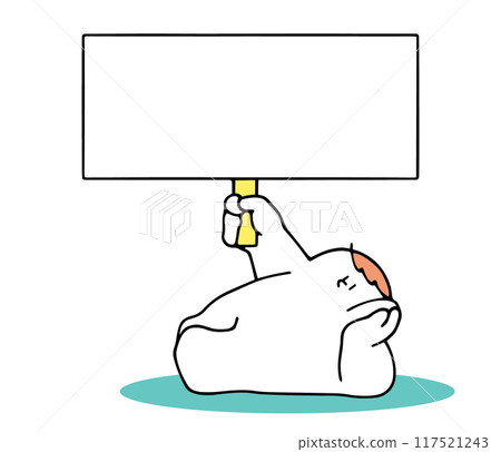 A person holding a large sign 117521243