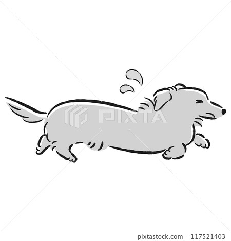 一隻狗帶著困擾的表情逃跑的插圖 一隻狗帶著困擾的表情逃跑的插圖 117521403