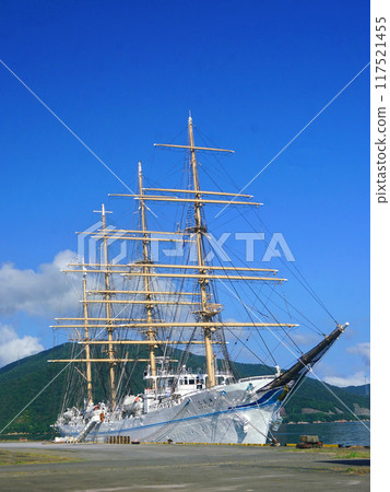 Kaiwomaru, a training ship anchored at Tsuruga Port Kaiwomaru, a training ship anchored at Tsuruga Port 117521455
