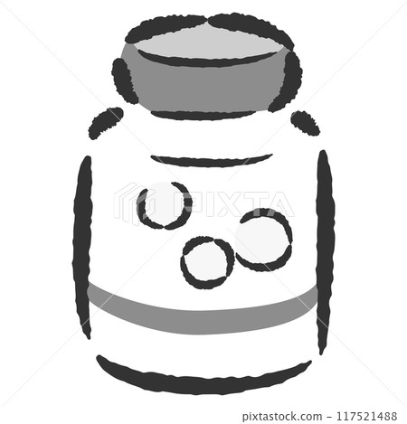 Simple hand-drawn illustrations of medicines (supplements, etc.) Simple hand-drawn illustrations of medicines (supplements, etc.) 117521488