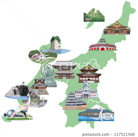 北陸甲信越旅遊地插圖地圖 117521500