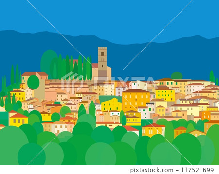 Barga Toscana, Toscana, Italy, Summer scenery Barga Toscana, Toscana, Italy, Summer scenery 117521699