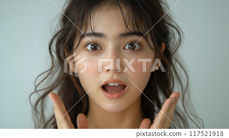 A woman with a surprised expression 117521918