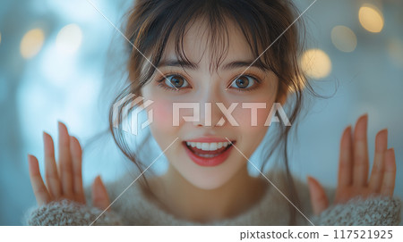 A woman with a surprised expression A woman with a surprised expression 117521925