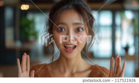 一個驚訝的表情的女人 117521926