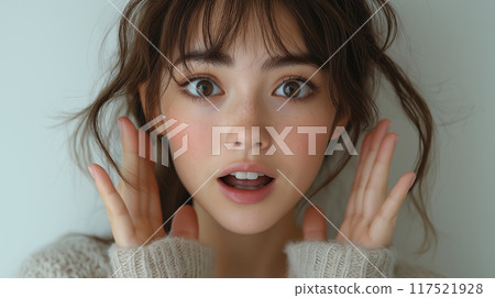 A woman with a surprised expression 117521928