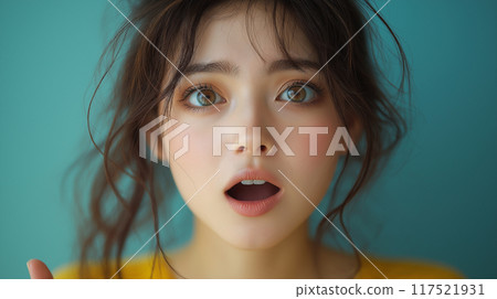 A woman with a surprised expression 117521931