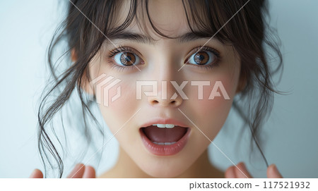 A woman with a surprised expression A woman with a surprised expression 117521932