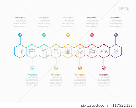 Infographic 9 options design elements for your business data. Vector Illustration. 117522155