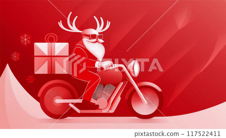 Santa Claus riding a motorcycle delivering presents, Generative AI, AI images 117522411