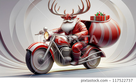 Santa Claus riding a motorcycle delivering presents, Generative AI, AI images 117522737