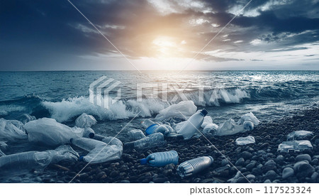 海洋塑膠污染、塑膠廢棄物造成的環境污染、生成人工智慧、人工智慧影像 117523324