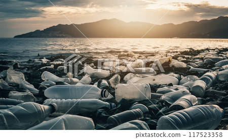 海洋塑膠污染、塑膠廢棄物造成的環境污染、生成人工智慧、人工智慧影像 117523358