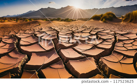 乾旱的地球、破裂的地球、生成人工智慧、人工智慧影像 117523625