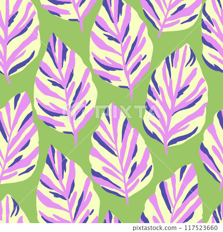 Ornamental pattern with stylized ornate leaf elements.  117523660