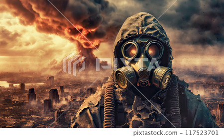 Gas mask, apocalyptic image, Generative AI, AI image 117523701