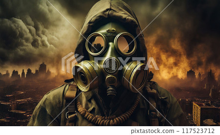 防毒面具，世界末日影像，生成人工智慧，人工智慧影像 117523712