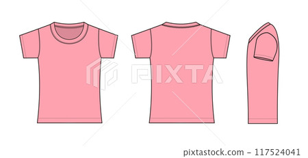 女士/女士短袖 T 卹範本插圖 117524041