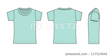 女士/女士短袖 T 卹範本插圖 女士/女士短袖 T 卹範本插圖 117524042