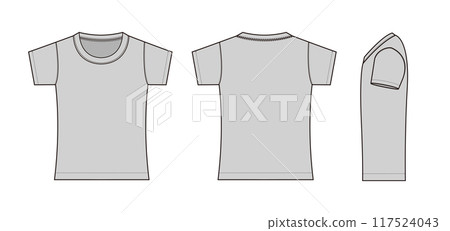 女士/女士短袖 T 卹範本插圖 117524043