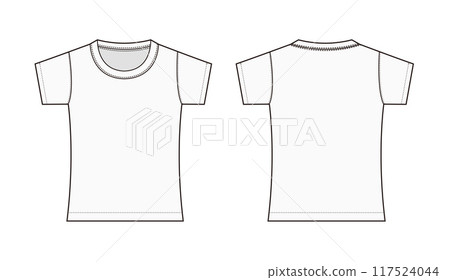 女士/女士短袖 T 卹範本插圖 117524044