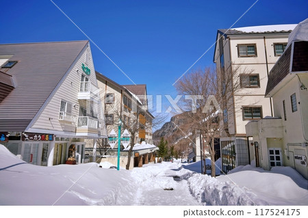 Sounkyo Canyon Mall Shopping Street in winter (Sounkyo, Kamikawa-cho, Hokkaido) 117524175