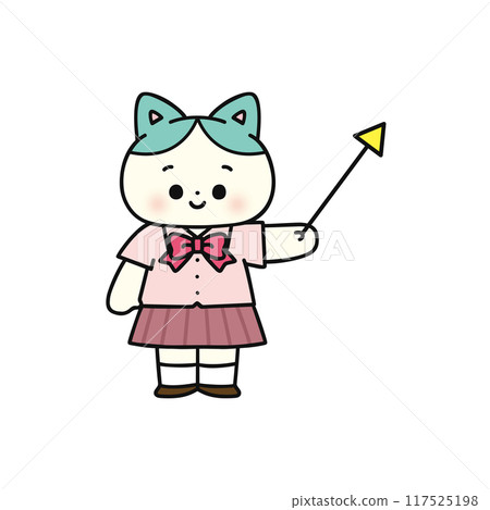 一隻穿著制服、拿著指點棒的貓 117525198