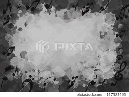 Black analog-style background material with musical notes and paint scattered on it Black analog-style background material with musical notes and paint scattered on it 117525263