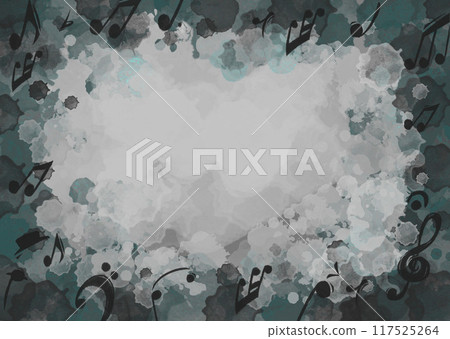 A light blue analog-style background material with musical notes and paint scattered throughout A light blue analog-style background material with musical notes and paint scattered throughout 117525264