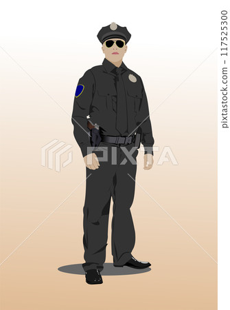 American Policeman. Vector 3d hand drawn  illustration 117525300